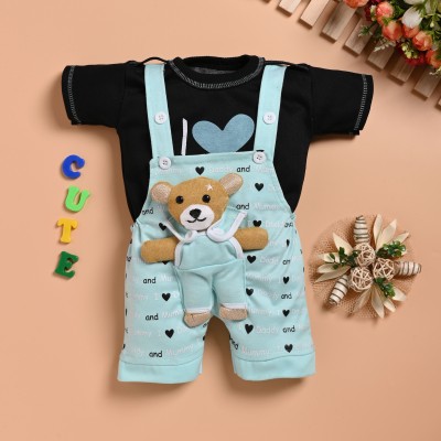 Ssuriyafashiom Dungaree For Baby Boys & Baby Girls Party Solid Pure Cotton(Light Blue, Pack of 1)