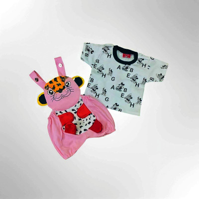 LITTLE MAMA Dungaree For Baby Boys & Baby Girls Casual Printed Cotton Blend(Pink, Pack of 1)