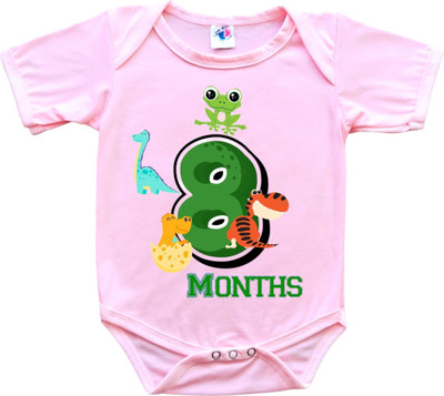 Cutie Pals Romper For Baby Boys & Baby Girls Casual Graphic Print Cotton Blend(Pink, Pack of 1)