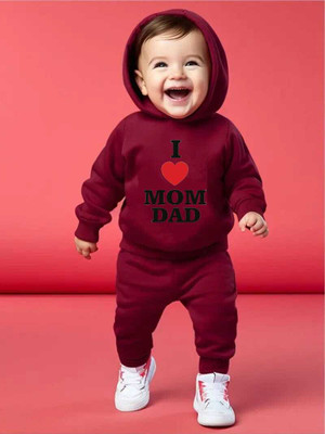 JIM Trend Romper For Baby Boys & Baby Girls Applique Hosiery(Maroon, Pack of 1)