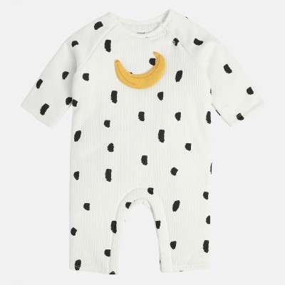 MINI KLUB Romper For Baby Boys Printed Pure Cotton(White, Pack of 1)