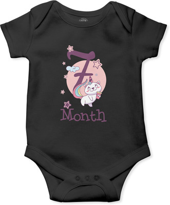 THE PRINT PLATTER Romper For Baby Boys & Baby Girls Printed Pure Cotton(Black, Pack of 1)