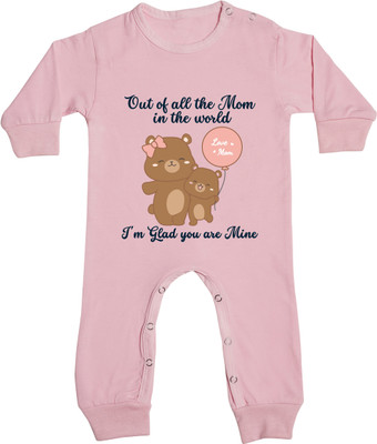 ARVESA Romper For Baby Boys & Baby Girls Casual Printed Cotton Blend(Pink, Pack of 1)