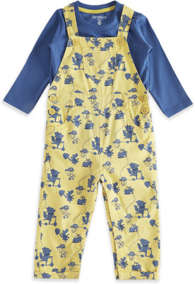 Pantaloons Baby Dungaree For Baby Boys Casual Printed Pure Cotton(Yellow, Pack of 1)