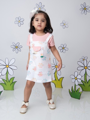 KETI MINI Dungaree For Baby Girls Striped Cotton Blend(Multicolor, Pack of 1)