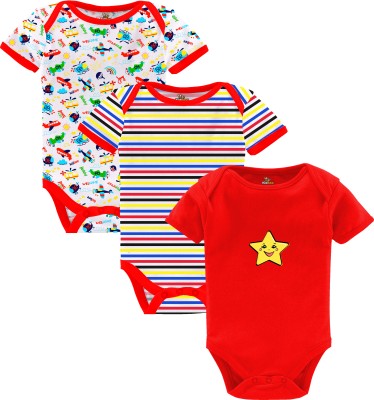 KidBee Romper For Baby Boys & Baby Girls Casual Printed Pure Cotton, Hosiery(Multicolor, Pack of 3)