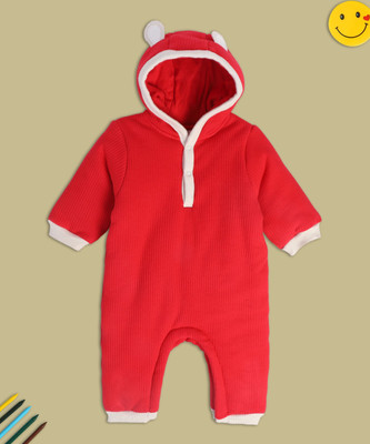 MINI KLUB Romper For Baby Boys Casual Solid Cotton Blend(Red, Pack of 1)