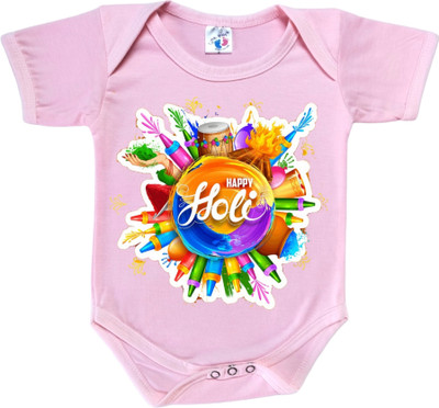Cute Palls Romper For Baby Boys & Baby Girls Casual Printed Cotton Blend(Pink, Pack of 1)