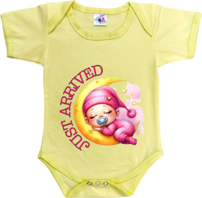 Cutie Pals Romper For Baby Boys & Baby Girls Casual Graphic Print Cotton Blend(Yellow, Pack of 1)