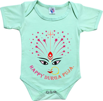 Cutie Pals Romper For Baby Boys & Baby Girls Casual Graphic Print Cotton Blend(Green, Pack of 1)