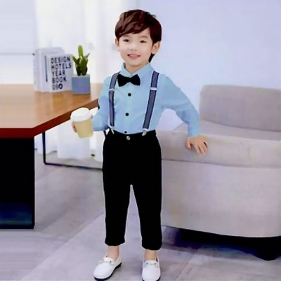 JEKESHVI Dungaree For Boys & Girls Party Solid Cotton Blend(Light Blue, Pack of 1)