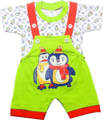 INFANT Dungaree For Baby Boys & Baby Girls Casual Printed Pure Cotton(Green, Pack of 1)
