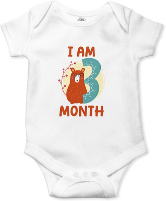 THE PRINT PLATTER Romper For Baby Boys & Baby Girls Printed Pure Cotton(White, Pack of 1)