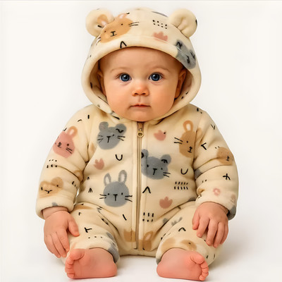 BRANDONN Romper For Baby Boys & Baby Girls Casual Printed Polycotton(Yellow, Pack of 1)