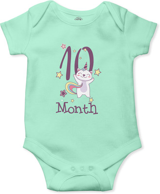 THE PRINT PLATTER Romper For Baby Boys & Baby Girls Printed Pure Cotton(Light Green, Pack of 1)