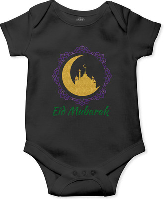 THE PRINT PLATTER Romper For Baby Boys & Baby Girls Graphic Print Pure Cotton(Black, Pack of 1)