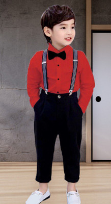 RIYANSHI Boys Party(Festive) T-shirt Pant(Red)