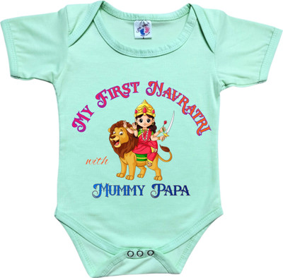 Cute Palls Romper For Baby Boys & Baby Girls Casual Graphic Print Cotton Blend(Green, Pack of 1)