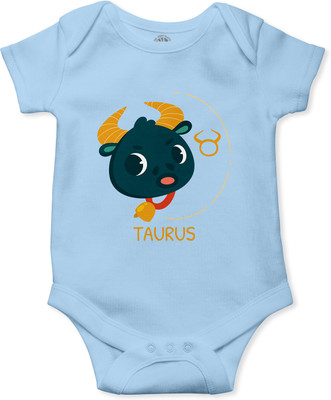 THE PRINT PLATTER Romper For Baby Boys & Baby Girls Graphic Print Pure Cotton(Light Blue, Pack of 1)