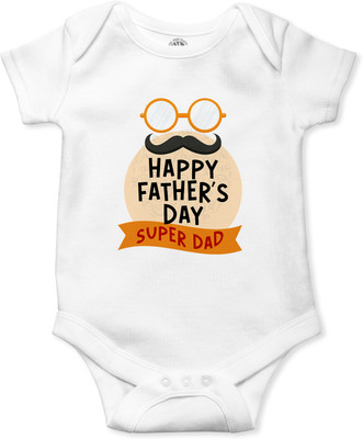 THE PRINT PLATTER Romper For Baby Boys & Baby Girls Printed Pure Cotton(White, Pack of 1)