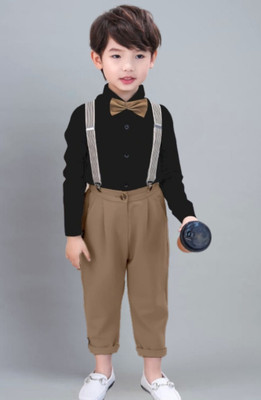 ZIKIIGO Dungaree For Baby Boys & Baby Girls Party Solid Polycotton(Brown, Pack of 1)