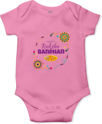 THE PRINT PLATTER Romper For Baby Boys & Baby Girls Graphic Print Pure Cotton(Pink, Pack of 1)