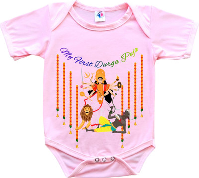 Cutie Pals Romper For Baby Boys & Baby Girls Casual Graphic Print Cotton Blend(Pink, Pack of 1)