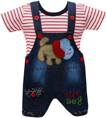 Zadmus Kids Dungaree For Baby Boys & Baby Girls Casual Printed Cotton Blend(Red, Pack of 1)