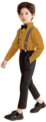 Bleckz Someck Boys & Girls Party(Festive) Shirt Pant(Yellow)
