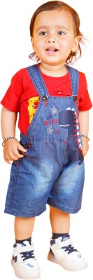 CoolKids Dungaree For Boys Casual Solid Denim(Multicolor, Pack of 1)