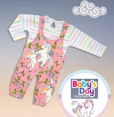 BABY'S DAY Romper For Baby Girls Casual Printed Cotton Blend(Pink, Pack of 1)