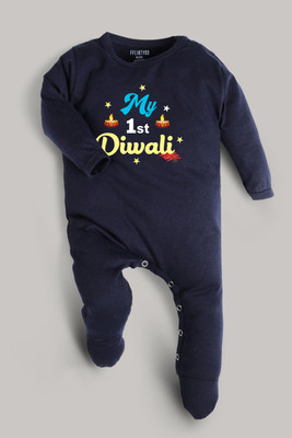 Fflirtygo Romper For Baby Boys & Baby Girls Casual Graphic Print Pure Cotton(Dark Blue, Pack of 1)
