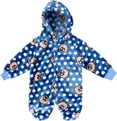 ICABLE Romper For Baby Boys & Baby Girls Casual Printed Silk Blend(Blue, Pack of 1)