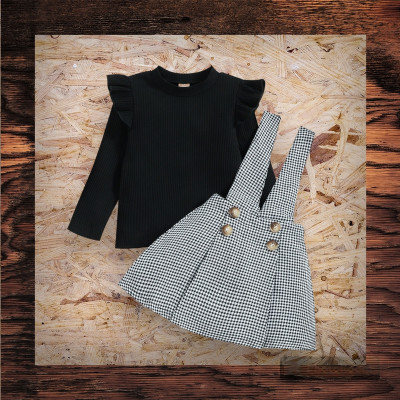 Fabmytra Dungaree For Girls Casual Printed Hosiery(Black, Pack of 1)