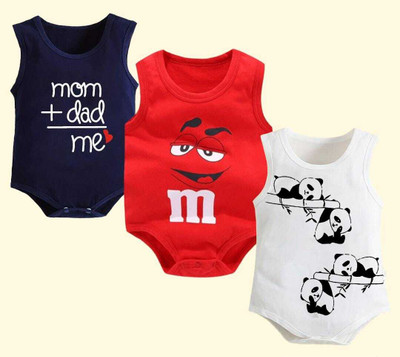 psv fashion Romper For Baby Boys & Baby Girls Casual Printed Pure Cotton(Multicolor, Pack of 3)