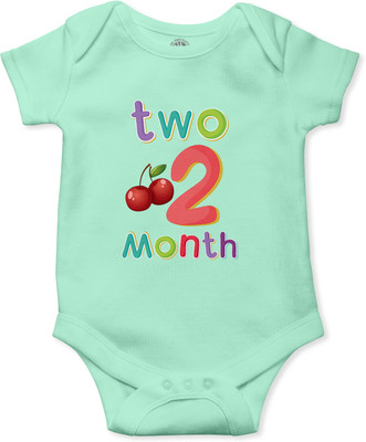 THE PRINT PLATTER Romper For Baby Boys & Baby Girls Graphic Print Pure Cotton(Light Green, Pack of 1)