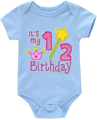 PrintHolic Romper For Baby Boys & Baby Girls Casual Printed Cotton Blend(Blue, Pack of 1)