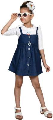 Bowden & Cahill Indi Girls Above Knee Party Dress(Blue, 3/4 Sleeve)