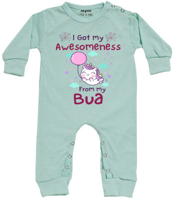 ARVESA Romper For Baby Boys & Baby Girls Casual Printed Cotton Blend(Green, Pack of 1)