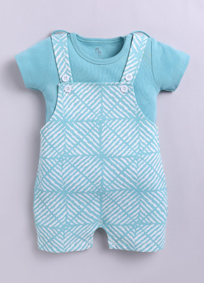 BabyGo Dungaree For Baby Boys & Baby Girls Casual Floral Print Pure Cotton(Light Blue, Pack of 1)