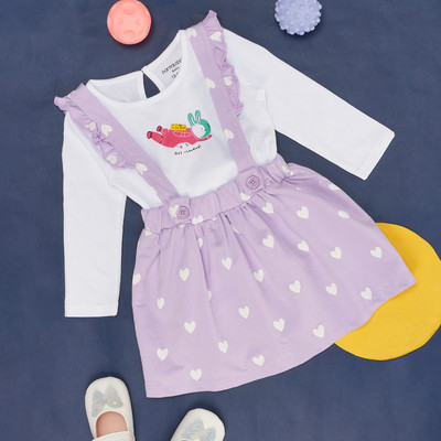 Pantaloons Baby Dungaree For Baby Girls Casual Printed Pure Cotton(White, Pack of 1)