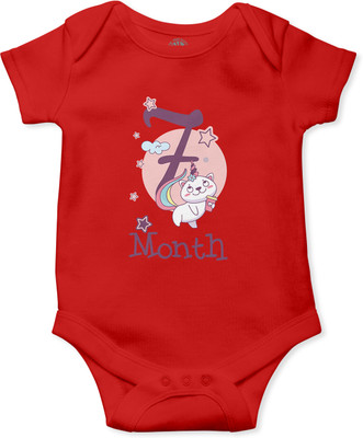 THE PRINT PLATTER Romper For Baby Boys & Baby Girls Printed Pure Cotton(Red, Pack of 1)
