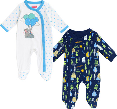 CUTEBLOOM Romper For Baby Boys Casual Printed Pure Cotton(Multicolor, Pack of 2)