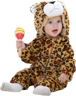BRANDONN Romper For Baby Boys & Baby Girls Casual Printed Wool Blend(Beige, Pack of 1)