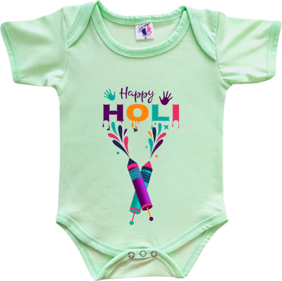 Cute Palls Romper For Baby Boys & Baby Girls Casual Printed Cotton Blend(Light Green, Pack of 1)