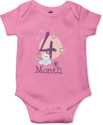 THE PRINT PLATTER Romper For Baby Boys & Baby Girls Graphic Print Pure Cotton(Pink, Pack of 1)