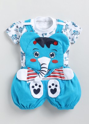 Miss & Chief Dungaree For Baby Boys Casual Printed Cotton Blend(Blue, Pack of 1)