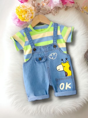 LIMITED EDITION PRIME Dungaree For Baby Boys & Baby Girls Casual Printed, Striped Pure Cotton(Light Green, Pack of 1)