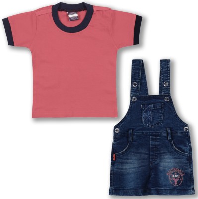 Wishkaro Dungaree For Baby Boys Casual Printed Cotton Blend(Pink, Pack of 1)