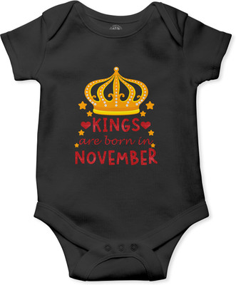 THE PRINT PLATTER Romper For Baby Boys & Baby Girls Printed Pure Cotton(Black, Pack of 1)